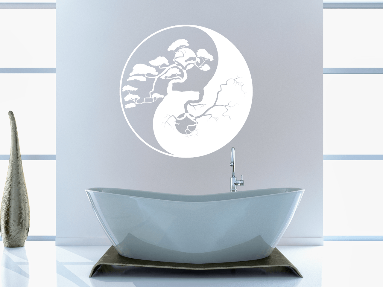 Wandtattoo Yin Yang Drache – 60 X 60 Cm, Hellbraun – Selbstklebend, Für Viele Oberflächen