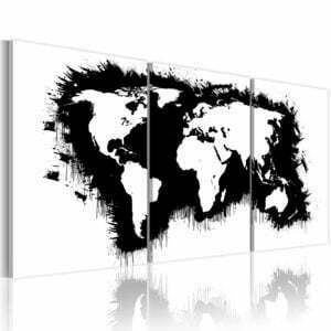 Wandbild - Weltkarte in Schwarz und Weiß
