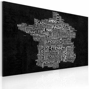 Wandbild - Text map of France on the black background