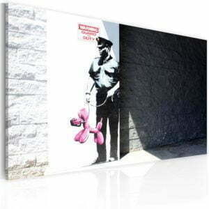 Wandbild - Polizist und ein rosaroter Hund (Banksy)