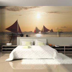 Fototapete - Segelboote - Sonnenuntergang