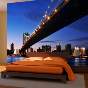 Fototapete - Beleuchtete Manhattan Bridge