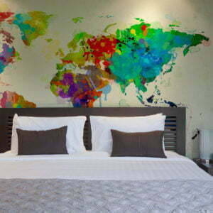 Fototapete - Paint splashes map of the World