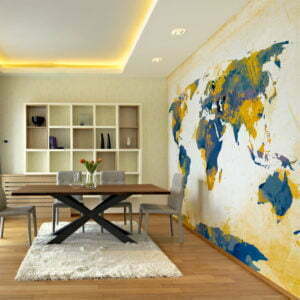 Fototapete - Map of the World - Sun and sky