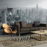 Safari theme interior living room, animal print perspective