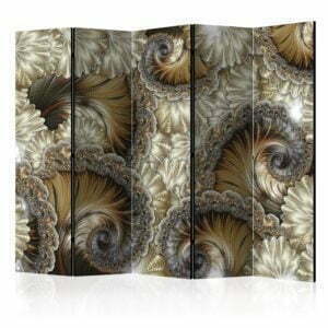 5-teiliges Paravent - Golden hand-held fans II [Room Dividers]