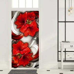 Türtapete - Photo wallpaper - Abstraction and red flowers I