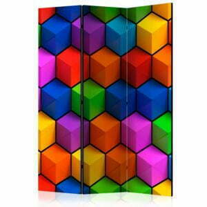 3-teiliges Paravent - Colorful Geometric Boxes [Room Dividers]
