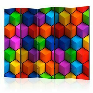 5-teiliges Paravent - Colorful Geometric Boxes II [Room Dividers]
