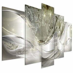 Wandbild - Modern Dandelions (5 Parts) Green Wide
