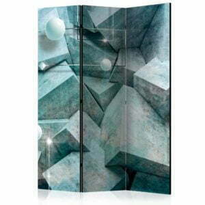 3-teiliges Paravent - Concrete Cubes (Green) [Room Dividers]