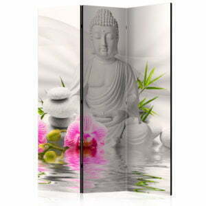 3-teiliges Paravent - Buddha and Orchids [Room Dividers]