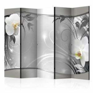 5-teiliges Paravent - Silver Abstract II [Room Dividers]