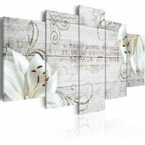 Wandbild - White lilies on wood