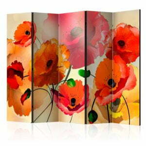 5-teiliges Paravent - Velvet Poppies II [Room Dividers]