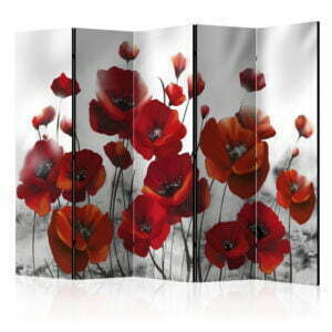 5-teiliges Paravent - Poppies in the Moonlight II [Room Dividers]