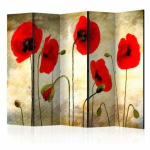 5-teiliges Paravent - Golden Field of Poppies II [Room Dividers]