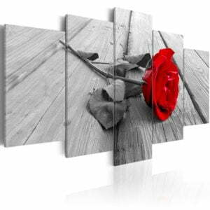 Wandbild - Rose on Wood (5 Parts) Wide Red