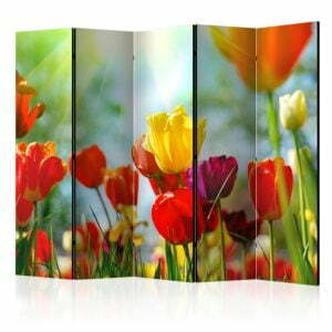 5-teiliges Paravent - Spring Tulips II [Room Dividers]