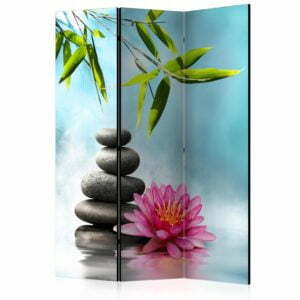 3-teiliges Paravent - Water Lily and Zen Stones [Room Dividers]