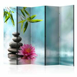 5-teiliges Paravent - Water Lily and Zen Stones II [Room Dividers]