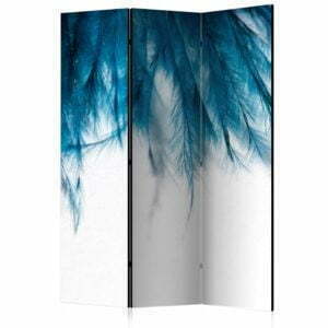3-teiliges Paravent - Sapphire Feathers [Room Dividers]