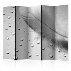 5-teiliges Paravent - White Feather II [Room Dividers]