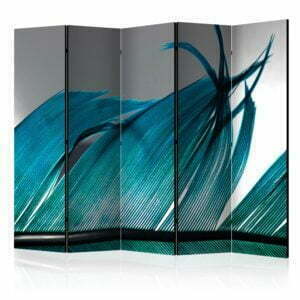 5-teiliges Paravent - Turquoise Feather II [Room Dividers]