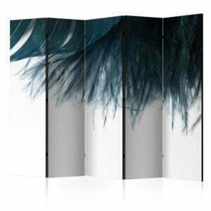 5-teiliges Paravent - Dark Blue Feather II [Room Dividers]