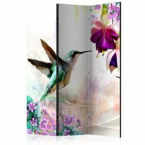 3-teiliges Paravent - Hummingbirds and Flowers [Room Dividers]