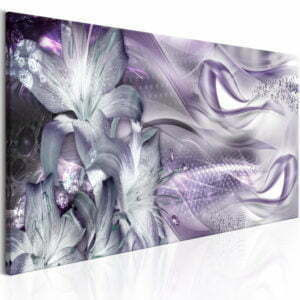 Wandbild - Lilies and Waves (1 Part) Narrow Pale Violet