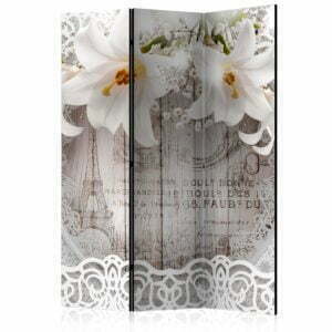 3-teiliges Paravent - Lilies and Quilted Background [Room Dividers]