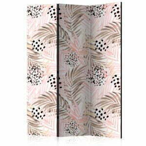 3-teiliges Paravent - Pink Palm Leaves [Room Dividers]
