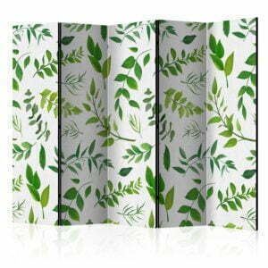 5-teiliges Paravent - Green Twigs II [Room Dividers]