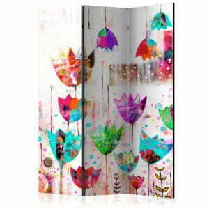3-teiliges Paravent - Colorful tulips [Room Dividers]