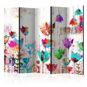5-teiliges Paravent - Colorful tulips II [Room Dividers]