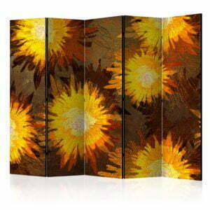 5-teiliges Paravent - Sunflower dance II [Room Dividers]