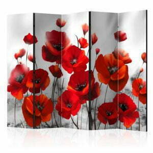 5-teiliges Paravent - Poppies in the Moonlight II [Room Dividers]