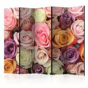 5-teiliges Paravent - Pastel roses II [Room Dividers]