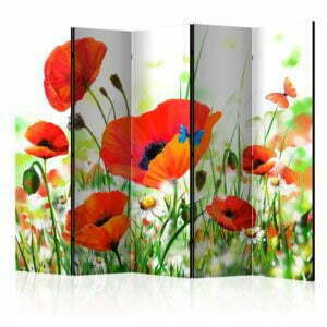 5-teiliges Paravent - Country poppies II [Room Dividers]