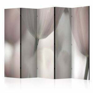 5-teiliges Paravent - Tulips fine art - black and white II [Room Dividers]