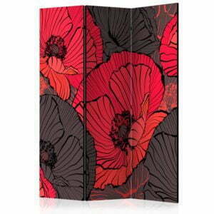 3-teiliges Paravent - Pleated poppies [Room Dividers]