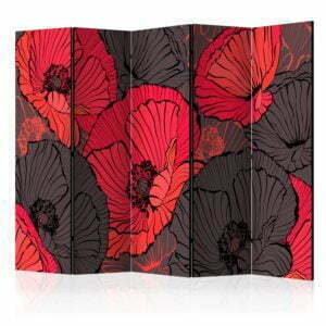 5-teiliges Paravent - Pleated poppies II [Room Dividers]
