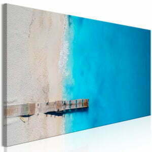 Wandbild - Sea and Wooden Bridge (1 Part) Narrow Blue