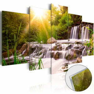 Acrylglasbild - Forest Waterfall [Glass]