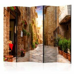 5-teiliges Paravent - Colourful Street in Tuscany II [Room Dividers]