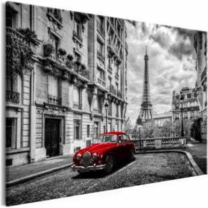 Wandbild - Car in Paris (1 Part) Red Wide