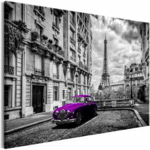 Wandbild - Car in Paris (1 Part) Violet Wide