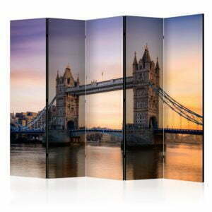 5-teiliges Paravent - Bridge at Sunset II [Room Dividers]