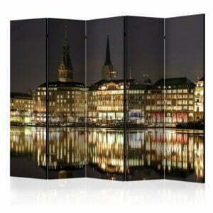 5-teiliges Paravent - Night in Hamburg II [Room Dividers]